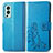 Custodia Portafoglio In Pelle Fiori Cover con Supporto per OnePlus Nord 2 5G Blu