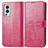 Custodia Portafoglio In Pelle Fiori Cover con Supporto per OnePlus Nord 2 5G Rosa Caldo