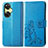 Custodia Portafoglio In Pelle Fiori Cover con Supporto per OnePlus Nord CE 3 5G Blu