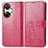 Custodia Portafoglio In Pelle Fiori Cover con Supporto per OnePlus Nord CE 3 5G Rosa Caldo