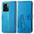 Custodia Portafoglio In Pelle Fiori Cover con Supporto per Oppo A56S 5G Blu