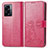 Custodia Portafoglio In Pelle Fiori Cover con Supporto per Oppo A56S 5G Rosso