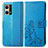 Custodia Portafoglio In Pelle Fiori Cover con Supporto per Oppo F21 Pro 4G Blu