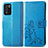 Custodia Portafoglio In Pelle Fiori Cover con Supporto per Oppo K9S 5G Blu