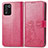 Custodia Portafoglio In Pelle Fiori Cover con Supporto per Oppo K9S 5G Rosso