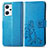 Custodia Portafoglio In Pelle Fiori Cover con Supporto per Oppo Reno7 A Blu