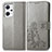 Custodia Portafoglio In Pelle Fiori Cover con Supporto per Oppo Reno7 A Grigio