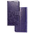 Custodia Portafoglio In Pelle Fiori Cover con Supporto per Samsung Galaxy A51 4G Viola