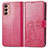 Custodia Portafoglio In Pelle Fiori Cover con Supporto per Samsung Galaxy M13 4G Rosso