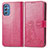 Custodia Portafoglio In Pelle Fiori Cover con Supporto per Samsung Galaxy M52 5G Rosso