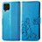 Custodia Portafoglio In Pelle Fiori Cover con Supporto per Samsung Galaxy M62 4G Blu