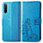 Custodia Portafoglio In Pelle Fiori Cover con Supporto per Sony Xperia 10 III Lite Blu
