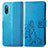 Custodia Portafoglio In Pelle Fiori Cover con Supporto per Sony Xperia Ace II Blu