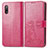 Custodia Portafoglio In Pelle Fiori Cover con Supporto per Sony Xperia Ace II Rosso