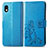 Custodia Portafoglio In Pelle Fiori Cover con Supporto per Sony Xperia Ace III Blu