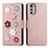 Custodia Portafoglio In Pelle Fiori Cover con Supporto S02D per Motorola Moto E32