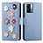 Custodia Portafoglio In Pelle Fiori Cover con Supporto S02D per OnePlus Nord N300 5G Blu