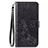 Custodia Portafoglio In Pelle Fiori Cover con Supporto S02D per Samsung Galaxy A30 Nero