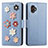 Custodia Portafoglio In Pelle Fiori Cover con Supporto S02D per Samsung Galaxy XCover 6 Pro 5G Blu