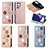 Custodia Portafoglio In Pelle Fiori Cover con Supporto S04D per Samsung Galaxy S22 Ultra 5G