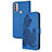 Custodia Portafoglio In Pelle Fiori Cover con Supporto Y01X per Motorola Moto E40 Blu