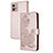 Custodia Portafoglio In Pelle Fiori Cover con Supporto Y01X per Motorola Moto G32 Oro Rosa