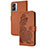 Custodia Portafoglio In Pelle Fiori Cover con Supporto Y01X per OnePlus Nord N300 5G Marrone