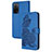 Custodia Portafoglio In Pelle Fiori Cover con Supporto Y01X per Oppo A55 5G Blu