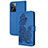 Custodia Portafoglio In Pelle Fiori Cover con Supporto Y01X per Oppo A57 4G Blu
