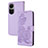 Custodia Portafoglio In Pelle Fiori Cover con Supporto Y01X per Oppo Reno10 5G Viola