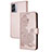 Custodia Portafoglio In Pelle Fiori Cover con Supporto Y01X per Realme Narzo 50 5G Oro Rosa