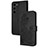 Custodia Portafoglio In Pelle Fiori Cover con Supporto Y01X per Samsung Galaxy S22 5G Nero