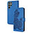 Custodia Portafoglio In Pelle Fiori Cover con Supporto Y01X per Samsung Galaxy S23 Ultra 5G Blu