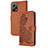 Custodia Portafoglio In Pelle Fiori Cover con Supporto Y01X per Xiaomi Redmi Note 12 5G Marrone