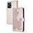Custodia Portafoglio In Pelle Fiori Cover con Supporto Y01X per Xiaomi Redmi Note 12 5G Oro Rosa