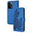 Custodia Portafoglio In Pelle Fiori Cover con Supporto Y01X per Xiaomi Redmi Note 12 Explorer Blu