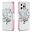 Custodia Portafoglio In Pelle Fiori Cover con Supporto Z02 per Apple iPhone 13 Pro Max Multicolore