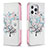 Custodia Portafoglio In Pelle Fiori Cover con Supporto Z02 per Apple iPhone 15 Pro Max Multicolore