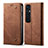 Custodia Portafoglio In stoffa con Supporto per Xiaomi Mi 10 Ultra Marrone