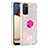 Custodia Silicone Cover Morbida Bling-Bling con Anello Supporto S01 per Samsung Galaxy A02s Rosa