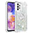 Custodia Silicone Cover Morbida Bling-Bling con Anello Supporto S01 per Samsung Galaxy A23 5G Argento