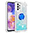 Custodia Silicone Cover Morbida Bling-Bling con Anello Supporto S01 per Samsung Galaxy A23 5G Ciano