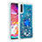 Custodia Silicone Cover Morbida Bling-Bling con Anello Supporto S01 per Samsung Galaxy A70 Blu