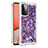 Custodia Silicone Cover Morbida Bling-Bling con Anello Supporto S01 per Samsung Galaxy A72 5G Viola