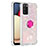Custodia Silicone Cover Morbida Bling-Bling con Anello Supporto S01 per Samsung Galaxy M02s Rosa