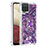 Custodia Silicone Cover Morbida Bling-Bling con Anello Supporto S01 per Samsung Galaxy M12 Viola