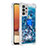 Custodia Silicone Cover Morbida Bling-Bling con Anello Supporto S01 per Samsung Galaxy M32 5G Blu