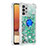 Custodia Silicone Cover Morbida Bling-Bling con Anello Supporto S01 per Samsung Galaxy M32 5G Verde