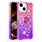Custodia Silicone Cover Morbida Bling-Bling con Anello Supporto S02 per Apple iPhone 14 Plus Rosa Caldo