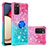 Custodia Silicone Cover Morbida Bling-Bling con Anello Supporto S02 per Samsung Galaxy A03s Rosa